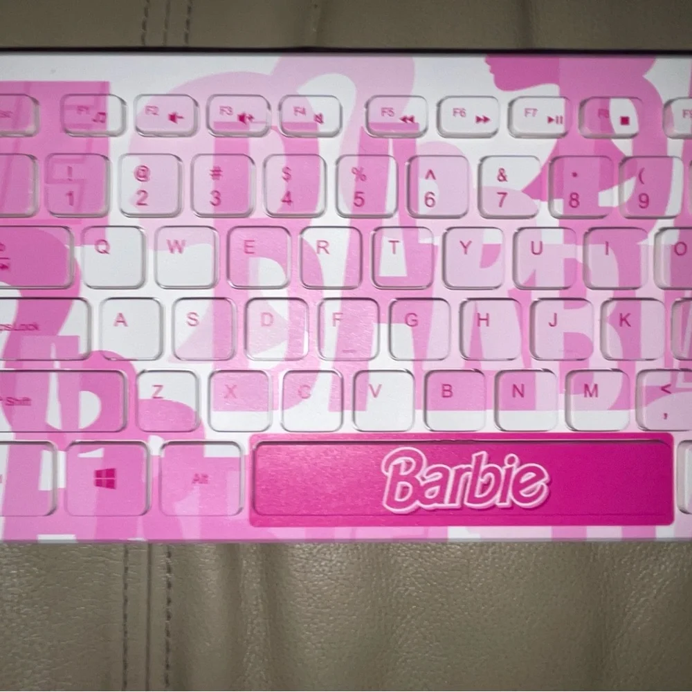 Barbie Pink and White USB Keyboard Cute Fashion Windows Full Size Fun Collectors